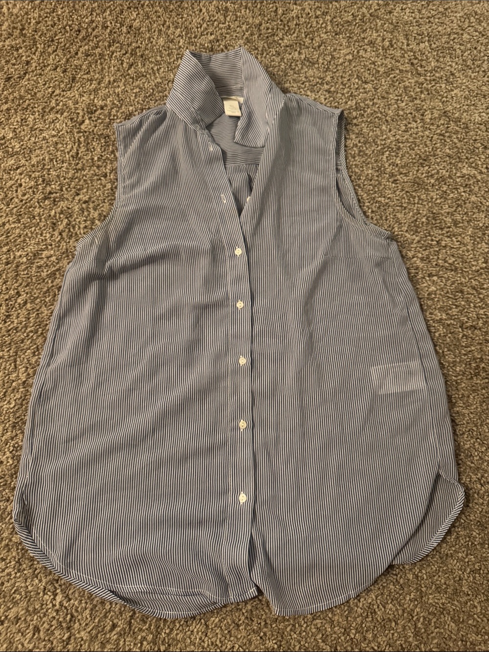 H&M Sleeveless Blue & White Pinstripe Button-Down Blouse
